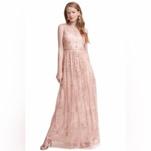 Adrianna Papell Blush/Pink Beaded Sequin Formal Evening Gown Long Dress Size 10